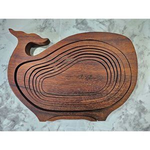 Signed Mike Tyler Hawaii Collapsible Whale Basket Abstract Accent Piece 9.75"